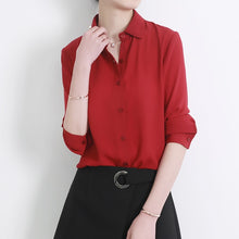 Load image into Gallery viewer, New Women&#39;s Shirt Classic Chiffon Blouse Female Plus Size Loose Long Sleeve Casual Shirts Lady Simple Style Tops Clothes Blusas