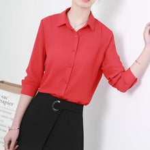 Load image into Gallery viewer, New Women&#39;s Shirt Classic Chiffon Blouse Female Plus Size Loose Long Sleeve Casual Shirts Lady Simple Style Tops Clothes Blusas
