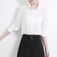 Load image into Gallery viewer, New Women&#39;s Shirt Classic Chiffon Blouse Female Plus Size Loose Long Sleeve Casual Shirts Lady Simple Style Tops Clothes Blusas