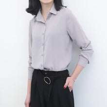 Load image into Gallery viewer, New Women&#39;s Shirt Classic Chiffon Blouse Female Plus Size Loose Long Sleeve Casual Shirts Lady Simple Style Tops Clothes Blusas