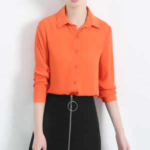 New Women's Shirt Classic Chiffon Blouse Female Plus Size Loose Long Sleeve Casual Shirts Lady Simple Style Tops Clothes Blusas