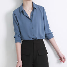 Load image into Gallery viewer, New Women&#39;s Shirt Classic Chiffon Blouse Female Plus Size Loose Long Sleeve Casual Shirts Lady Simple Style Tops Clothes Blusas