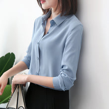 Load image into Gallery viewer, New Women&#39;s Shirt Classic Chiffon Blouse Female Plus Size Loose Long Sleeve Casual Shirts Lady Simple Style Tops Clothes Blusas