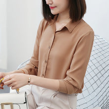 Load image into Gallery viewer, New Women&#39;s Shirt Classic Chiffon Blouse Female Plus Size Loose Long Sleeve Casual Shirts Lady Simple Style Tops Clothes Blusas