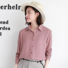 Load image into Gallery viewer, New Women&#39;s Shirt Classic Chiffon Blouse Female Plus Size Loose Long Sleeve Casual Shirts Lady Simple Style Tops Clothes Blusas