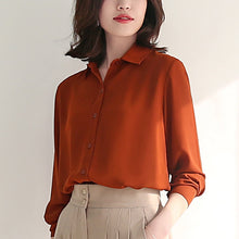 Load image into Gallery viewer, New Women&#39;s Shirt Classic Chiffon Blouse Female Plus Size Loose Long Sleeve Casual Shirts Lady Simple Style Tops Clothes Blusas